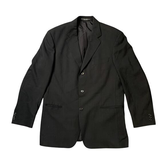 Vintage Hugo Boss Blazer Men 42R Black Wool Single Breasted 3 Button Notch Lapel - Picture 1 of 12